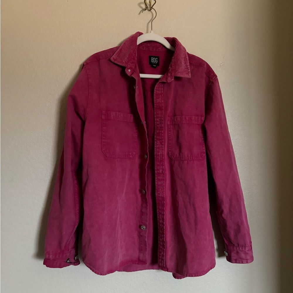 BDG Shacket Sz Small Oversized Corduroy Collar Jacket in Hot Pink - Picture 2 of 7